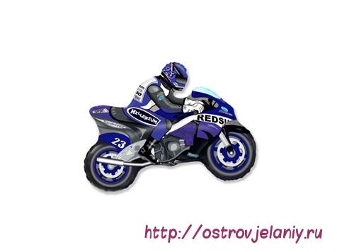 Воздушный шар (12&#039;&#039;/30 см) Мини-фигура, Мотоцикл, Синий