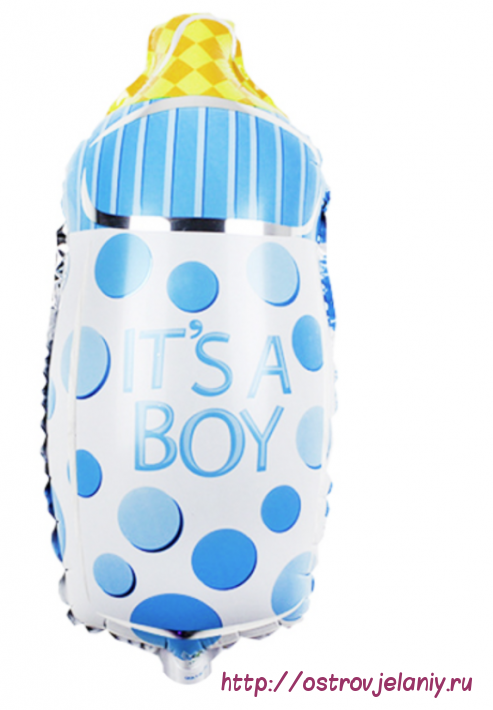 Воздушный шар с клапаном (16&#039;&#039;/41 см) Мини-фигура, Бутылочка для малыша, Голубой
