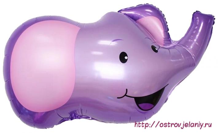 Воздушный шар с клапаном (16&#039;&#039;/41 см) Мини-фигура, Голова Слона , Фиолетовый