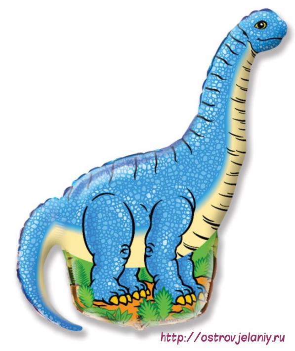 Воздушный шар (16&#039;&#039;/41 см) Мини-фигура, Динозавр диплодок, Синий