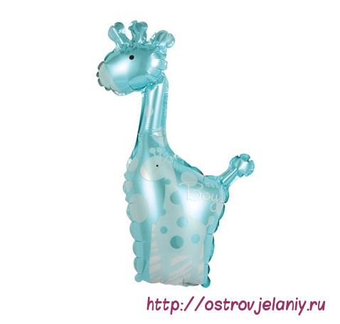 Воздушный шар с клапаном (21&#039;&#039;/53 см) Мини-фигура, Жираф, Голубой