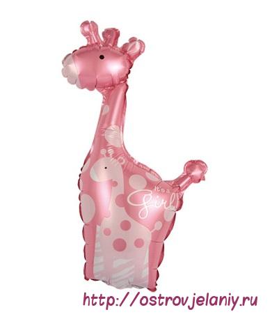 Воздушный шар с клапаном (21&#039;&#039;/53 см) Мини-фигура, Жираф, Розовый