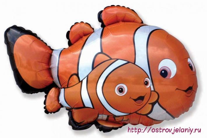 Фольгированный шар (34&#039;&#039;/86 см) Фигура, Рыба-клоун Немо, Оранжевый