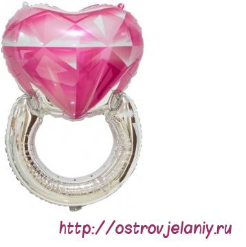 Шар (32&#039;&#039;/81 см) Сердце, Кольцо с бриллиантом, Розовый