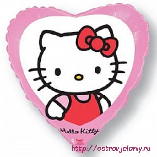 Воздушный шар (18&#039;&#039;/46 см) Сердце, Котенок с бантиком, Розовый