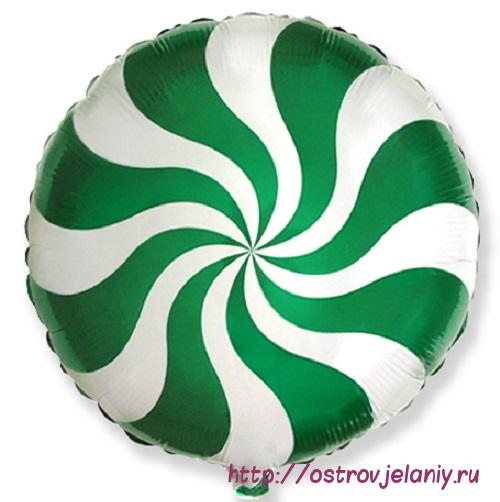 Воздушный шар (18&#039;&#039;/46 см) Круг, Леденец, Зеленый
