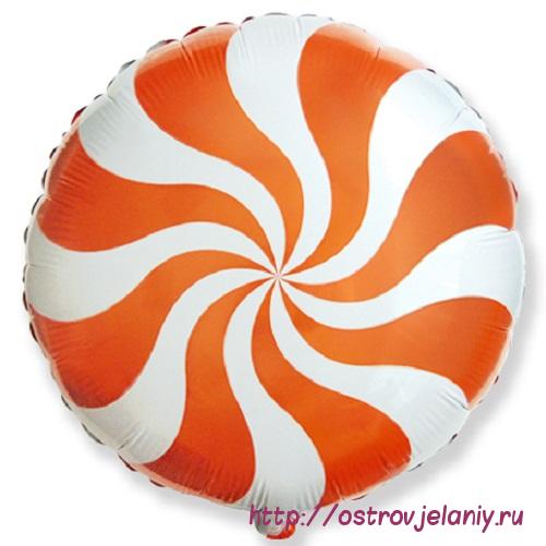 Воздушный шар (18&#039;&#039;/46 см) Круг, Леденец, Оранжевый