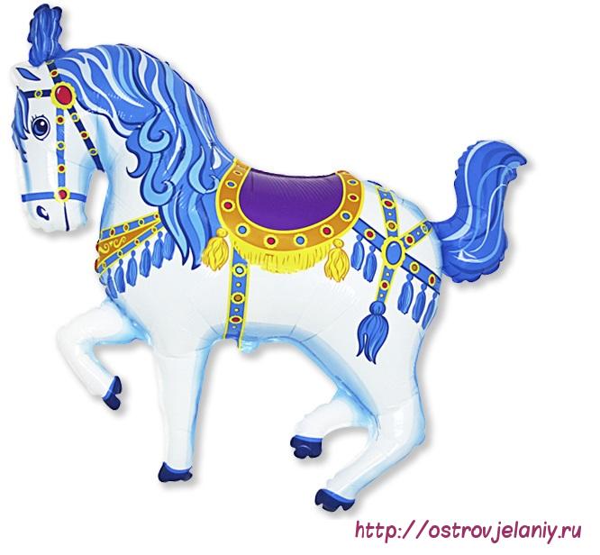 Воздушный шар (15&#039;&#039;/38 см) Мини-фигура, Лошадь карусельная, Синий