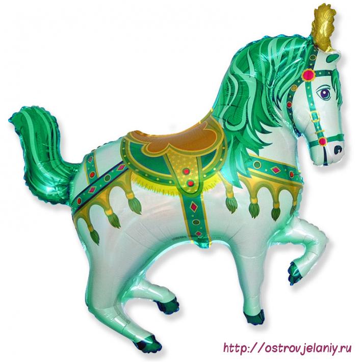 Воздушный шар (15&#039;&#039;/38 см) Мини-фигура, Лошадь карусельная, Зеленый