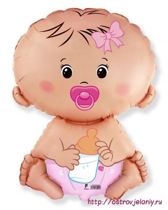 Фольгированный шар (26&#039;&#039;/66 см) Фигура, Малышка девочка, Розовый