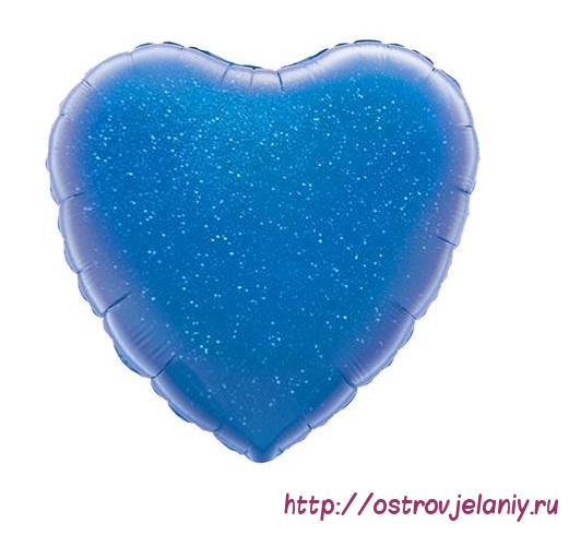 Шар (18&#039;&#039;/46 см) Сердце, Синий голография