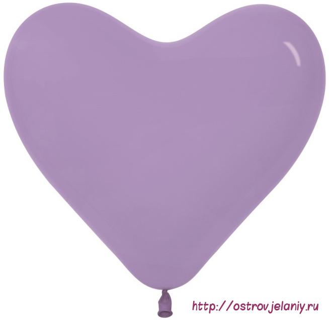 Латексный воздушный шар-сердце (6&#039;&#039;/15 см) Сиреневый (050), пастель
