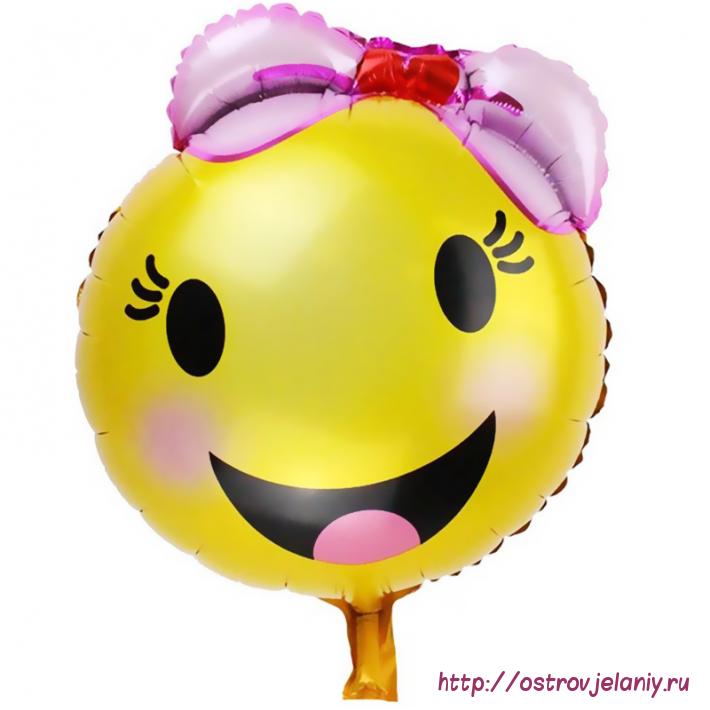 Воздушный шар с клапаном (13&#039;&#039;/33 см) Мини-фигура, Смайл с бантом