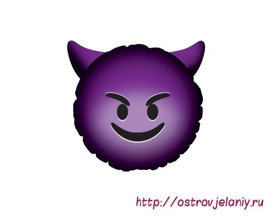 Воздушный шар (9&#039;&#039;/23 см) Мини-фигура, Смайл Эмоции (Чертик), Фиолетовый