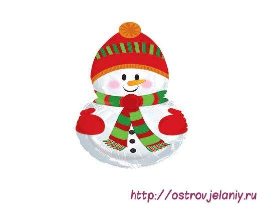 Воздушный шар (9&#039;&#039;/23 см) Мини-фигура, Снеговик в шапочке