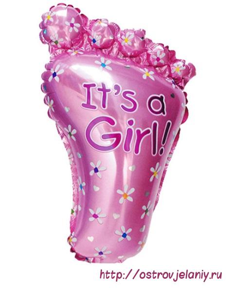 Воздушный шар с клапаном (16&#039;&#039;/41 см) Мини-фигура, Ступня малышки, Розовый