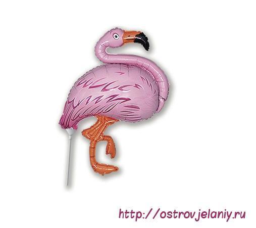 Воздушный шар (16&#039;&#039;/41 см) Мини-фигура, Фламинго, Розовый