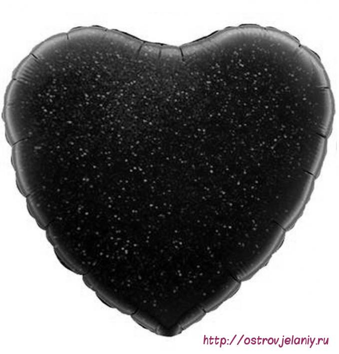 Шар (18&#039;&#039;/46 см) Сердце, Черный голография