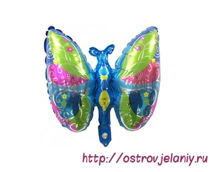 Воздушный шар с клапаном (16&#039;&#039;/41 см) Мини-фигура, Экзотическая бабочка, Голубой
