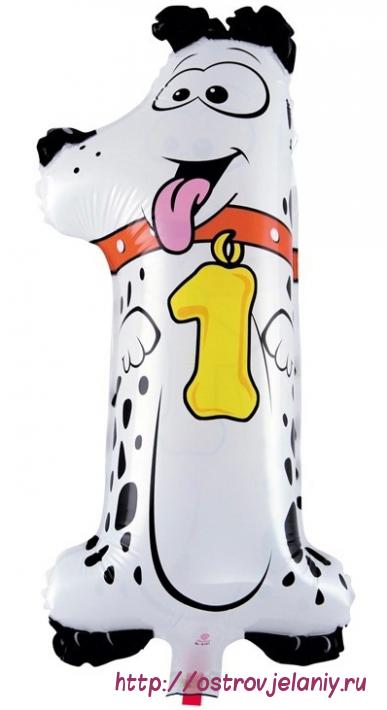Воздушный шар с клапаном (16&#039;&#039;/41 см) Цифра, 1 Собака