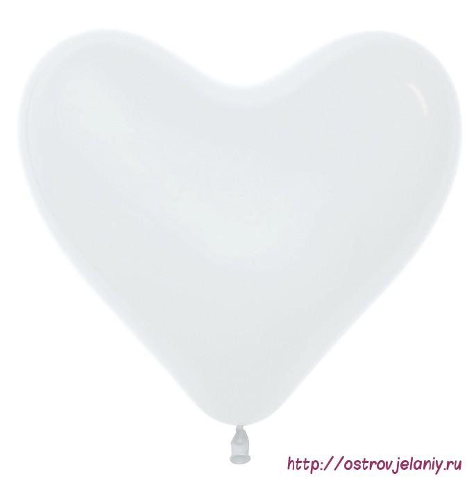 Латексный воздушный шар-сердце (16&#039;&#039;/41 см) Белый (005), пастель