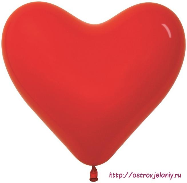 Латексный воздушный шар-сердце (12&#039;&#039;/30 см) Красный (015), пастель