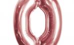 Воздушный шар (40''/102 см) Цифра, 0, Розовое Золото