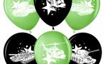 Воздушный шар (12''/30 см) Воздушно-десантная техника, Черный/Зеленый, пастель, 4 ст