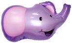 Воздушный шар с клапаном (16''/41 см) Мини-фигура, Голова Слона , Фиолетовый
