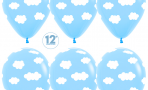 Воздушный шар (12''/30 см) Облака, Светло-голубой (039), пастель, 5 ст