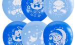 M 12"/30см Пастель+Декоратор (шелк) 4 ст. рис С Днем Рождения Малыш ассорти голубое