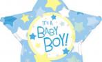 Фольгированный шар (18''/46 см) Звезда, С рождением мальчика, Голубой