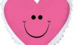 Воздушный шар (18''/46 см) Сердце, Сердце с улыбкой, Розовый