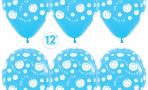 Воздушный шар (12''/30 см) Улыбка мальчик, Светло-голубой (140), пастель, 5 ст