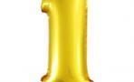 Воздушный шар с клапаном (16''/41 см) Цифра, 1, Золото