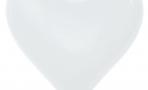Латексный воздушный шар-сердце (16''/41 см) Белый (005), пастель