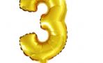 Воздушный шар с клапаном (16''/41 см) Цифра, 3, Золото